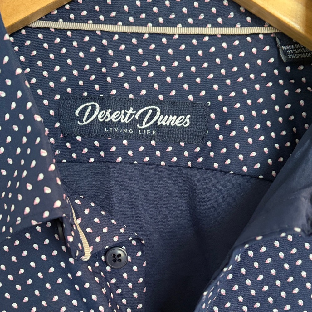 Men's Navy Patterned Dress Shirt Size Medium - Picture 2 of 4